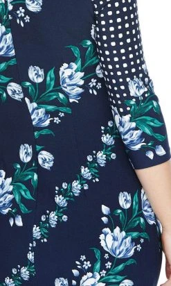 Cocktail Dresses Maggy London - G4373M Quarter Sleeve Floral Print Dress