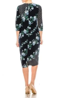 Cocktail Dresses Maggy London - G4373M Quarter Sleeve Floral Print Dress