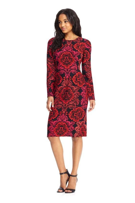 Cocktail Dresses Maggy London - GSF03M Long Sleeve Floral Print Crepe Dress 5 Cocktail Dresses Maggy London - GSF03M Long Sleeve Floral Print Crepe Dress