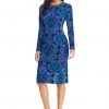Cocktail Dresses Maggy London - GSF03M Long Sleeve Floral Print Crepe Dress