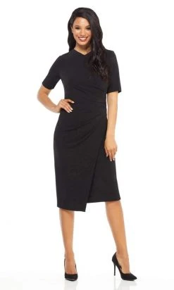 Maggy London - GSN13M Knee Length Draped Sheath Dress 13 Maggy London - GSN13M Knee Length Draped Sheath Dress