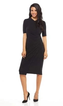Maggy London - GSN13M Knee Length Draped Sheath Dress 15 Maggy London - GSN13M Knee Length Draped Sheath Dress