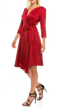 Maison Tara - 91143M Three Quarter Sleeve Twill Faux Wrap Dress Cocktail Dresses 19 Maison Tara - 91143M Three Quarter Sleeve Twill Faux Wrap Dress Cocktail Dresses