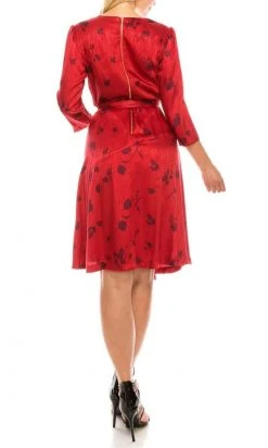 Maison Tara - 91143M Three Quarter Sleeve Twill Faux Wrap Dress Cocktail Dresses 22 Maison Tara - 91143M Three Quarter Sleeve Twill Faux Wrap Dress Cocktail Dresses