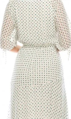 Maison Tara - 95043M Tea Length Polkadot Button Down Dress