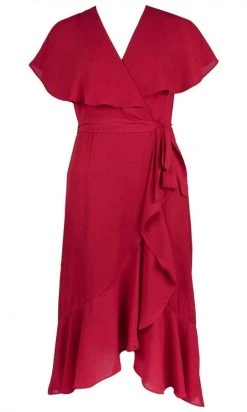 Maison Tara - 95071M Cape Sleeved Illusion Wrap Ruffle Dress 13 Maison Tara - 95071M Cape Sleeved Illusion Wrap Ruffle Dress