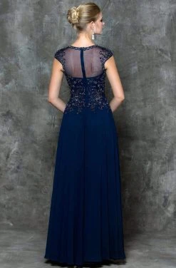 Marsoni By Colors Beaded Illusion A-Line Gown M181 - 1 Pc Navy In Size 18 Available Formal Gowns