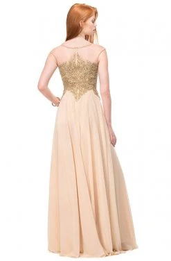 Marsoni By Colors - M107 Embroidered Illusion Silk Gown