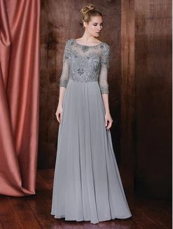 Formal Gowns Marsoni By Colors - M189 Chiffon Scoop Neck A-Line Dress