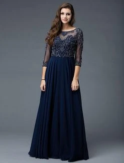 Formal Gowns Marsoni By Colors - M189 Chiffon Scoop Neck A-Line Dress