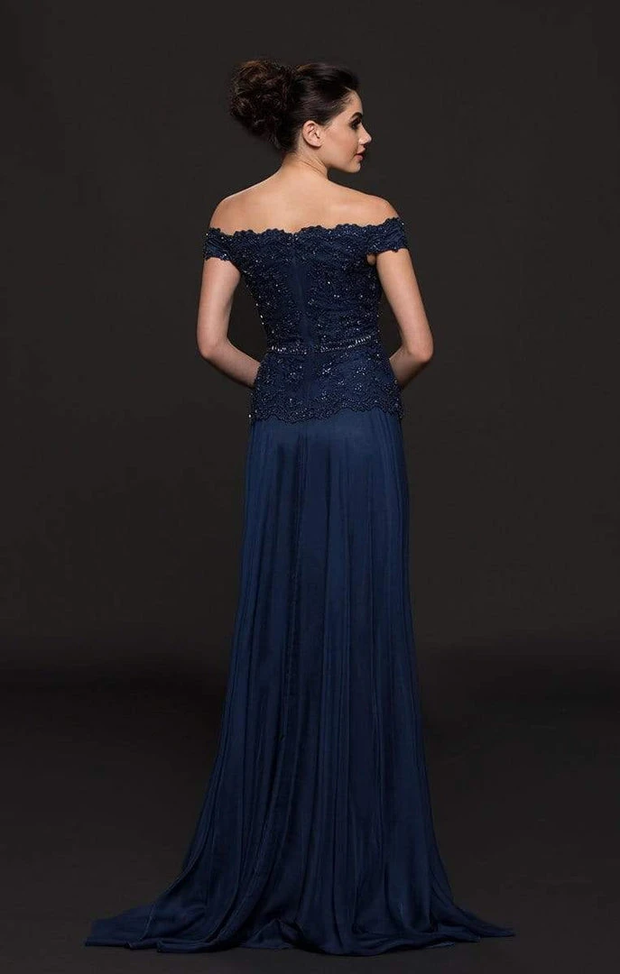 Marsoni By Colors - M213 Embellished Off-Shoulder A-line Dress 6 Marsoni By Colors - M213 Embellished Off-Shoulder A-line Dress