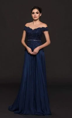 Marsoni By Colors - M213 Embellished Off-Shoulder A-line Dress 8 Marsoni By Colors - M213 Embellished Off-Shoulder A-line Dress