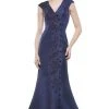 Marsoni By Colors - MV1007 Embroidered Plunging V-neck Mermaid Dress Formal Gowns