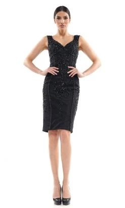 Marsoni By Colors - MV1060 Embellished V-neck Sheath Dress Cocktail Dresses