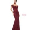 Marsoni By Colors - Off Shoulder Sheath Lace Gown M221 - 1 Pc Wine In Size 8 Available Formal Gowns