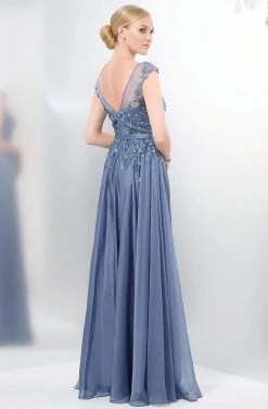 Marsoni By Colors - Romantic Lace Illusion Evening Gown M116 - 1 Pc Slate Blue In Sizes 8 Available Formal Gowns 5 Marsoni By Colors - Romantic Lace Illusion Evening Gown M116 - 1 Pc Slate Blue In Sizes 8 Available Formal Gowns