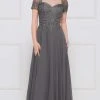 Marsoni By Colors - Short Sleeve Queen Anne Soutache Gown M271 - 1 Pc Slate Blue In Size 24 Available Formal Gowns 2 Marsoni By Colors - Short Sleeve Queen Anne Soutache Gown M271 - 1 Pc Slate Blue In Size 24 Available Formal Gowns