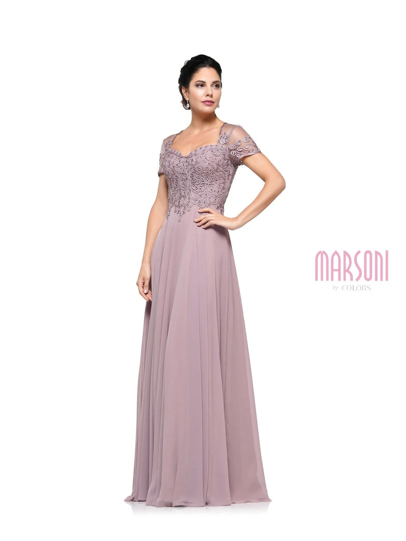 Marsoni By Colors - Short Sleeve Queen Anne Soutache Gown M271 - 1 Pc Slate Blue In Size 24 Available Formal Gowns 8 Marsoni By Colors - Short Sleeve Queen Anne Soutache Gown M271 - 1 Pc Slate Blue In Size 24 Available Formal Gowns