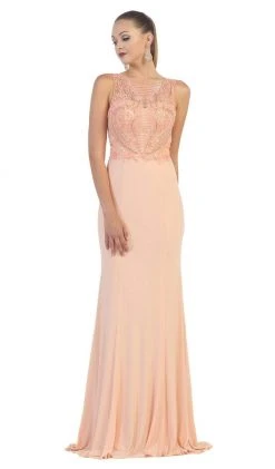 May Queen - Bateau Neck Beaded Jersey Evening Gown Formal Gowns 12 May Queen - Bateau Neck Beaded Jersey Evening Gown Formal Gowns