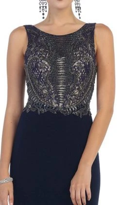 May Queen - Bateau Neck Beaded Jersey Evening Gown Formal Gowns 9 May Queen - Bateau Neck Beaded Jersey Evening Gown Formal Gowns