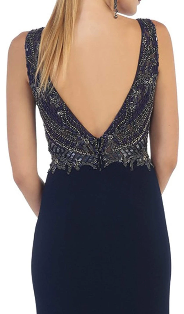 May Queen - Bateau Neck Beaded Jersey Evening Gown Formal Gowns 6 May Queen - Bateau Neck Beaded Jersey Evening Gown Formal Gowns