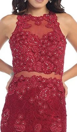 Formal Gowns May Queen - Bead Embellished Sheer Evening Gown