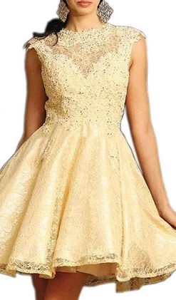 May Queen - Beaded Floral A Line Cocktail Dress