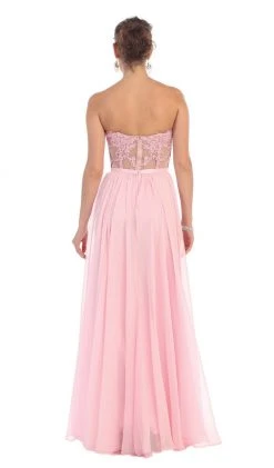 May Queen - Beaded Floral Chiffon Prom Dress