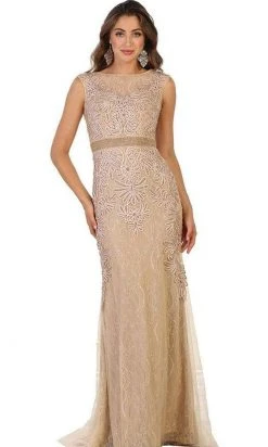 May Queen - Beaded Illusion Bateau Sheath Evening Gown RQ7524 Formal Gowns