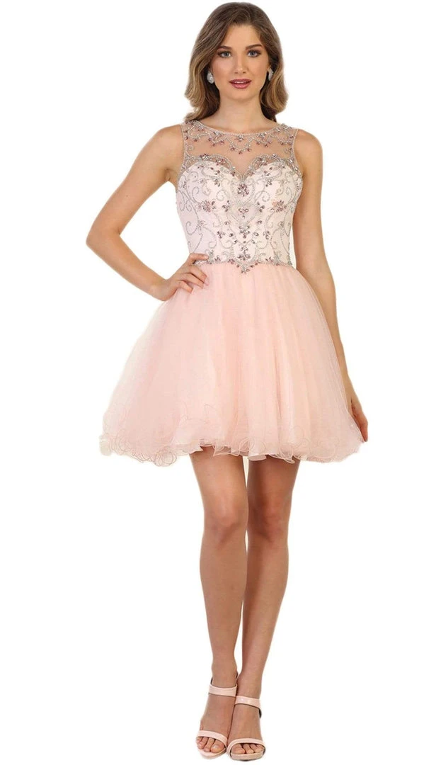 May Queen - Beaded Illusion Cocktail Dress Cocktail Dresses 3 May Queen - Beaded Illusion Cocktail Dress Cocktail Dresses