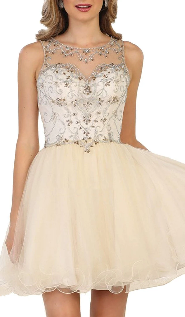 May Queen - Beaded Illusion Cocktail Dress Cocktail Dresses 7 May Queen - Beaded Illusion Cocktail Dress Cocktail Dresses