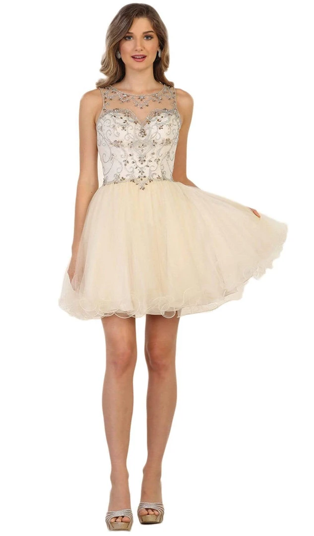 May Queen - Beaded Illusion Cocktail Dress Cocktail Dresses 5 May Queen - Beaded Illusion Cocktail Dress Cocktail Dresses