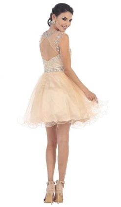 May Queen - Beaded Illusion Tulle Cocktail Dress Formal Gowns 21 May Queen - Beaded Illusion Tulle Cocktail Dress Formal Gowns