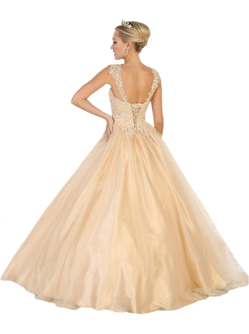 May Queen - Beaded Lace Plunging Sweetheart Quinceanera Ballgown Formal Gowns 6 May Queen - Beaded Lace Plunging Sweetheart Quinceanera Ballgown Formal Gowns