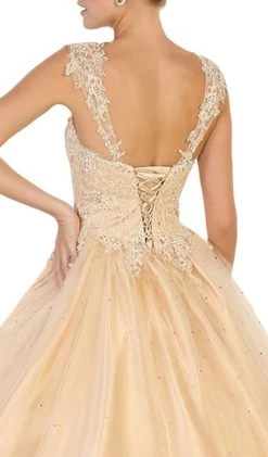 May Queen - Beaded Lace Plunging Sweetheart Quinceanera Ballgown Formal Gowns 13 May Queen - Beaded Lace Plunging Sweetheart Quinceanera Ballgown Formal Gowns