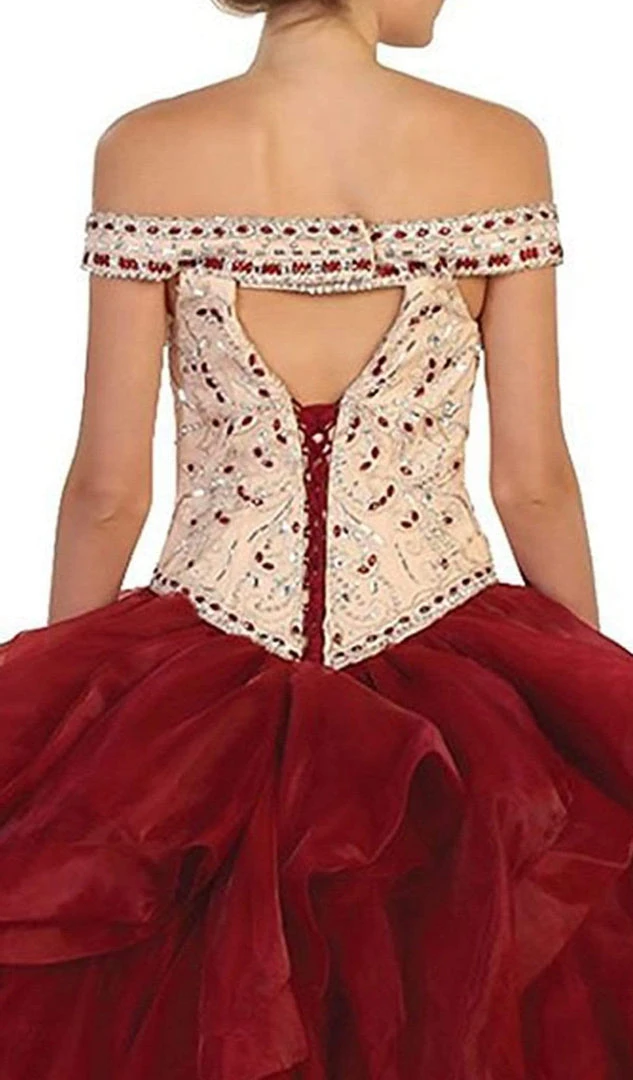 May Queen - Beaded Off-Shoulder Ruffled Quinceanera Ballgown Formal Gowns 8 May Queen - Beaded Off-Shoulder Ruffled Quinceanera Ballgown Formal Gowns