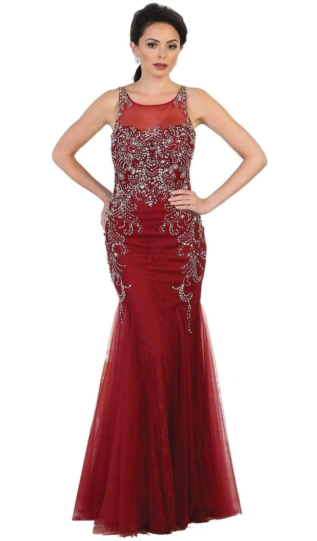 Formal Gowns May Queen - Bedazzled Illusion Bateau Trumpet Prom Dress 7 Formal Gowns May Queen - Bedazzled Illusion Bateau Trumpet Prom Dress