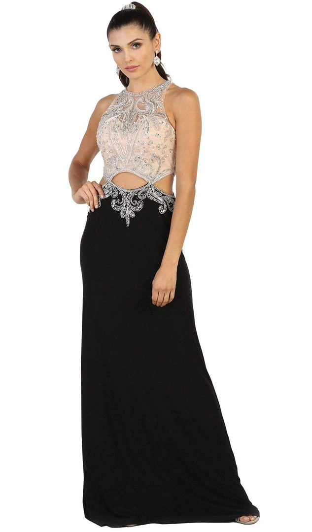 May Queen - Bejeweled Illusion Halter Evening Dress 3 May Queen - Bejeweled Illusion Halter Evening Dress