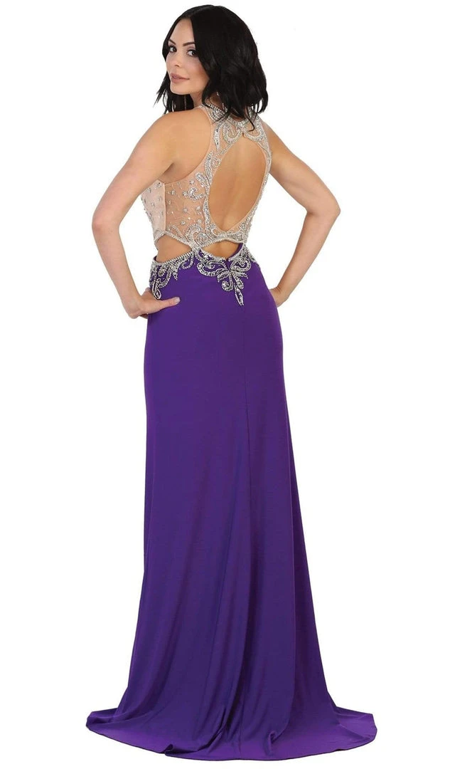 May Queen - Bejeweled Illusion Halter Evening Dress 8 May Queen - Bejeweled Illusion Halter Evening Dress
