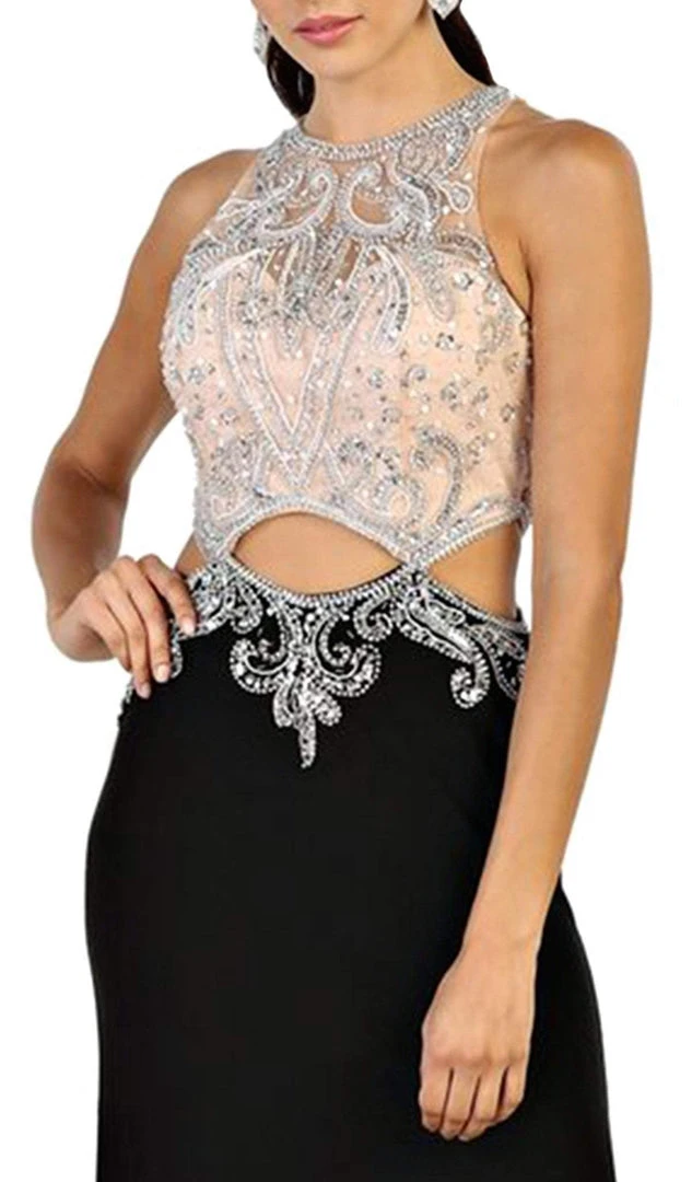 May Queen - Bejeweled Illusion Halter Evening Dress 4 May Queen - Bejeweled Illusion Halter Evening Dress