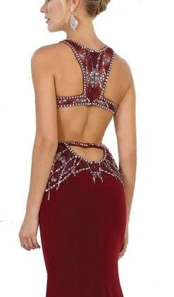 May Queen - Bejeweled Illusion Halter Sheath Evening Dress Formal Gowns