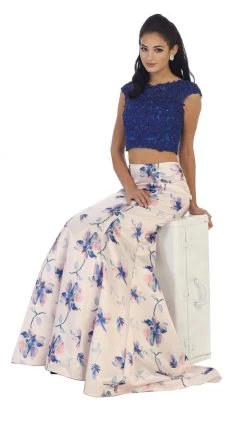 May Queen - Bejeweled Lace Applique Two-Piece Mermaid Formal Dress Formal Gowns