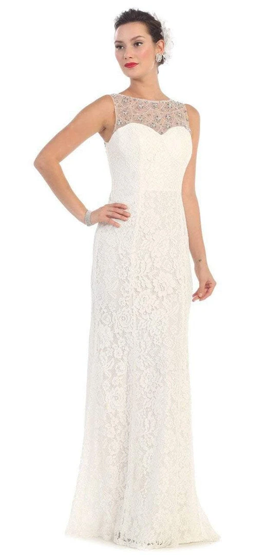 May Queen Bridal - MQ1218 Embellished Sheer Bateau Sheath Dress Formal Gowns 3 May Queen Bridal - MQ1218 Embellished Sheer Bateau Sheath Dress Formal Gowns