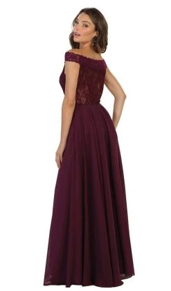 May Queen Bridal - MQ1514 Lace Overlaid Off-Shoulder A-Line Bridal Gown