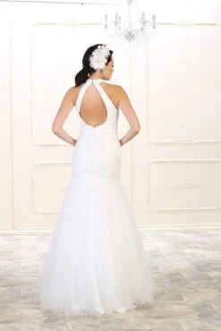 May Queen Bridal - RQ7505 Embroidered High Halter Mermaid Dress Formal Gowns