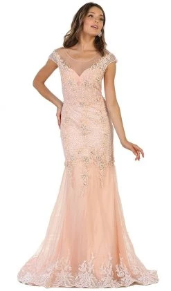 Formal Gowns May Queen - Cap Sleeve Rhinestone Embellished Evening Gown 10 Formal Gowns May Queen - Cap Sleeve Rhinestone Embellished Evening Gown