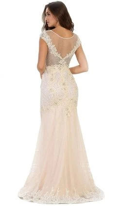 Formal Gowns May Queen - Cap Sleeve Rhinestone Embellished Evening Gown 9 Formal Gowns May Queen - Cap Sleeve Rhinestone Embellished Evening Gown