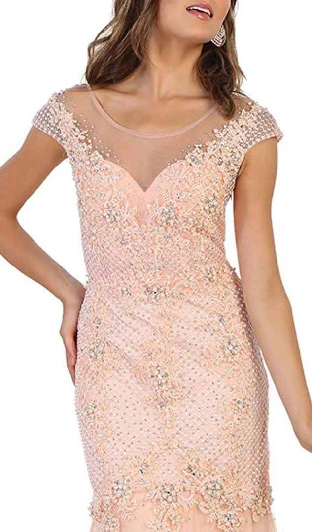 Formal Gowns May Queen - Cap Sleeve Rhinestone Embellished Evening Gown 7 Formal Gowns May Queen - Cap Sleeve Rhinestone Embellished Evening Gown