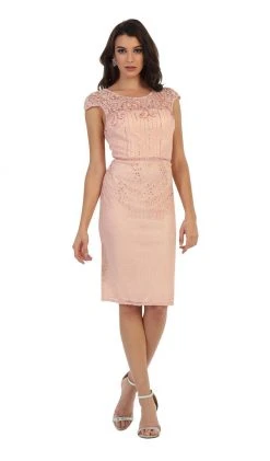 May Queen - Cap Sleeve Sequined Lace Cocktail Dress Cocktail Dresses