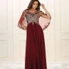 May Queen - Cape Sleeve Embellished A-line Gown RQ7514